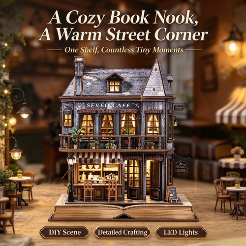 Diy book nook kit - book, cafe