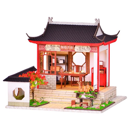 Wood dollhouse kit with - wood,