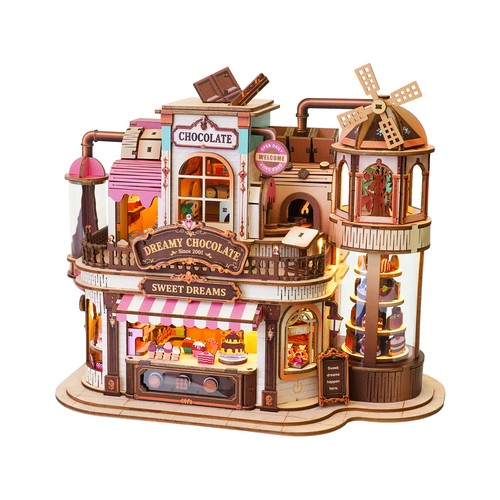 Wooden chocolate shop mini - 3d,